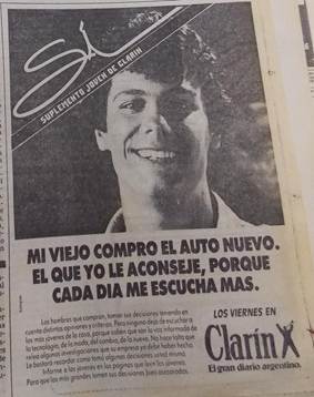 Los j�venes como asesores de consumo en una publicidad del suplemento S�