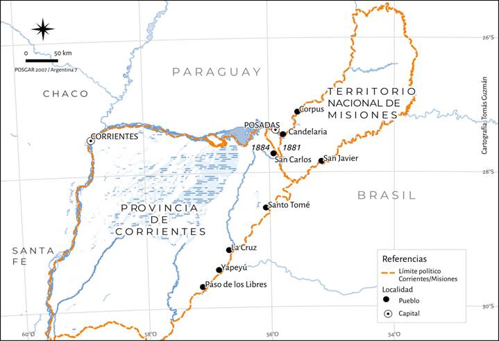 L�mites de la provincia de Corrientes a partir de 1881