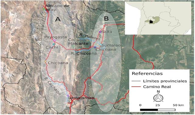 ubicaci�n de los valles de Lerma (derecha) y Calchaqu� (izquierda) 