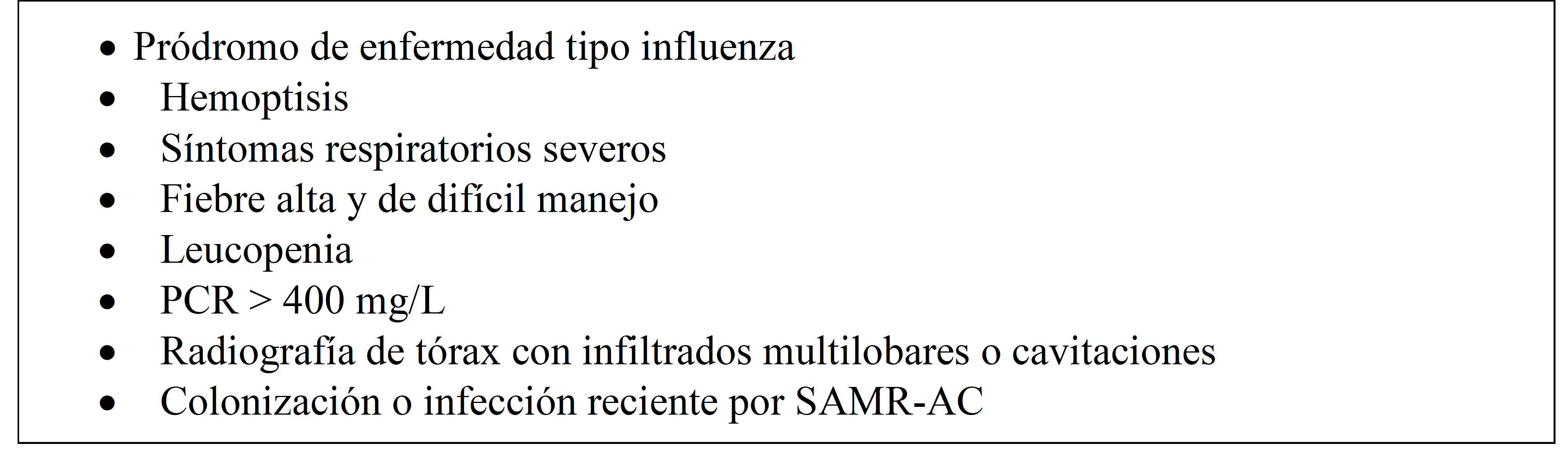 Factores clave
en la sospecha de neumon&iacute;a por SAMR-AC