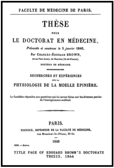 Portada de la tesis doctoral de Brown-S&eacute;quard