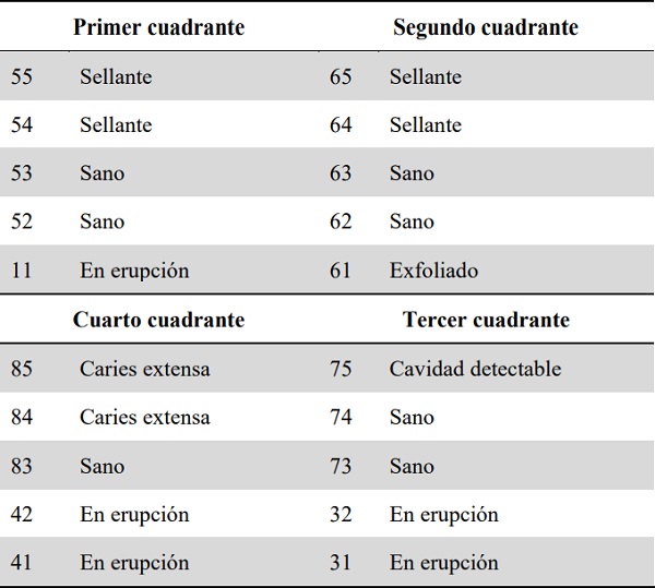 EXAMEN DENTAL DE LA PACIENTE DE ESTUDIO