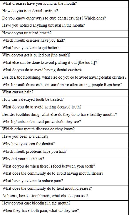 Questions Used in the Interviews