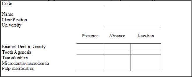 Radiographic Assessment Form for AI (designed for this study)