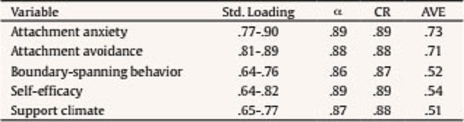 Indices for Reliability and Convergent Validity