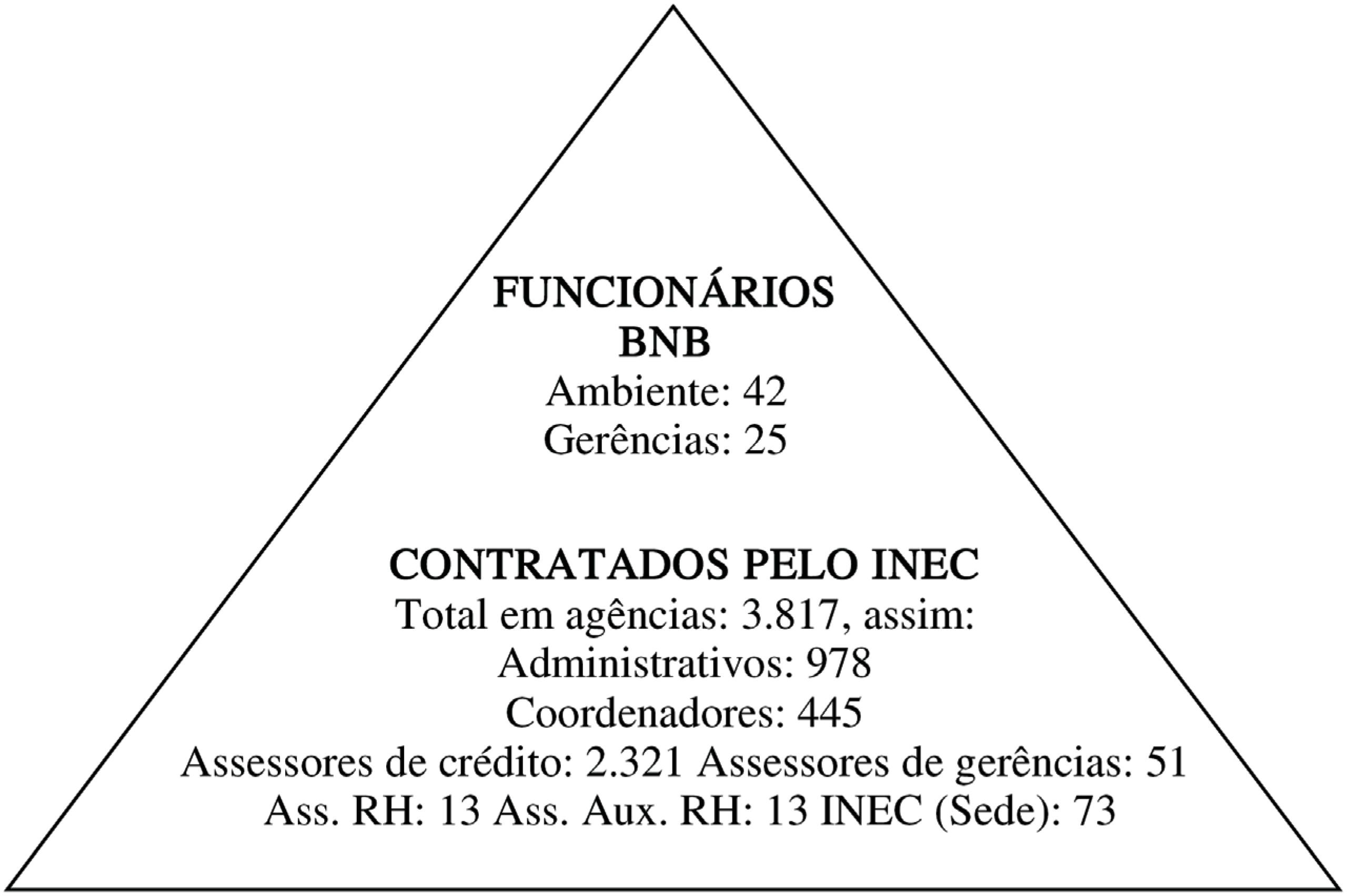 Pir&acirc;mide organizacional do CrediAmigo (n&uacute;mero de
                        funcion&aacute;rios em 2011)