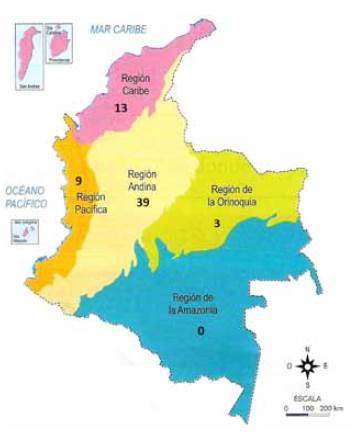 Georeferenciación de los programas de enfermería de acuerdo a las regiones de Colombia