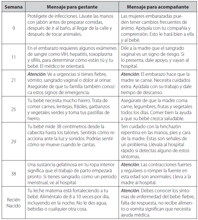 Ejemplos de mensajes de texto finales adaptados transculturalmente.