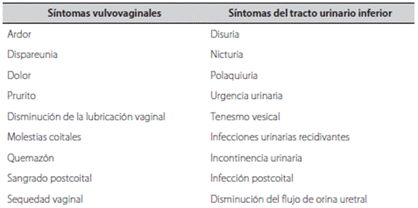 Sintomatolog&iacute;a del s&iacute;ndrome genitourinario de la menopausia