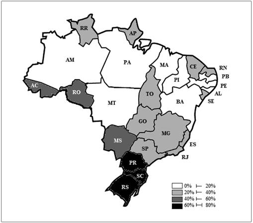 Percentual de municípios que receberam recursos provenientes de transferências voluntárias (somente emendas parlamentares) - ano 2012