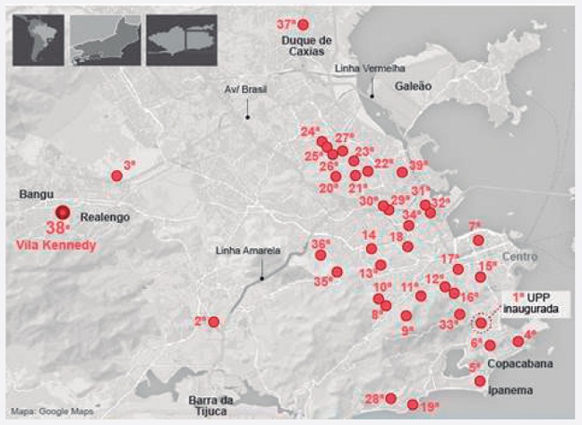 Distribui&ccedil;&atilde;o das &aacute;reas com UPP