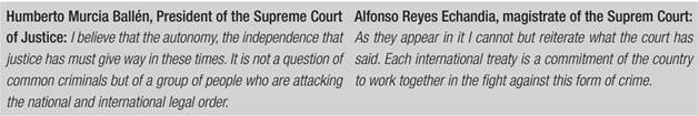 Comments of judicial actors in favor of extradition.