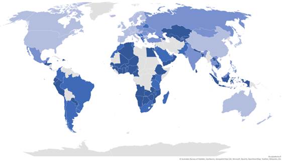 The GII output index distribution (2019-2021)