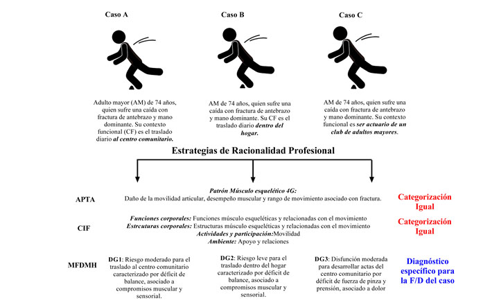 Figura 2. La diferencia semántica entre categorizar, clasificar y diagnosticar la función-disfunción.