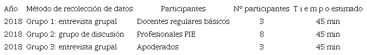 Distribuci&oacute;n y caracter&iacute;sticas grupos participantes.