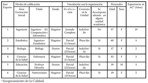 Composición equipo jueces expertos.