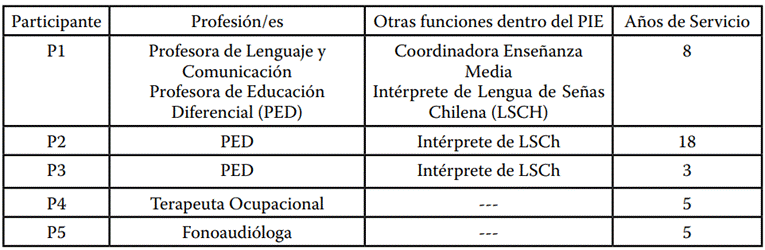 Caracterización de las Profesionales del PIE.