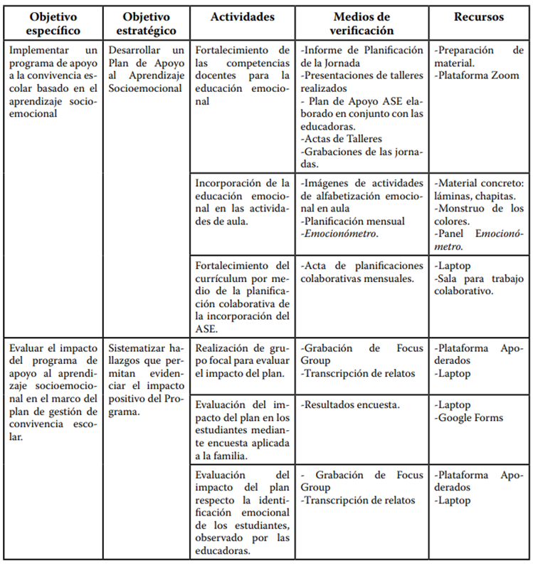 Actividades realizadas en funci&oacute;n de los objetivos planteados.