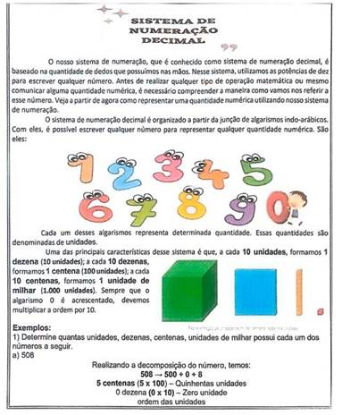 Material did�tico sistema de numera��o decimal elaborado pelo Professor Tejuco.