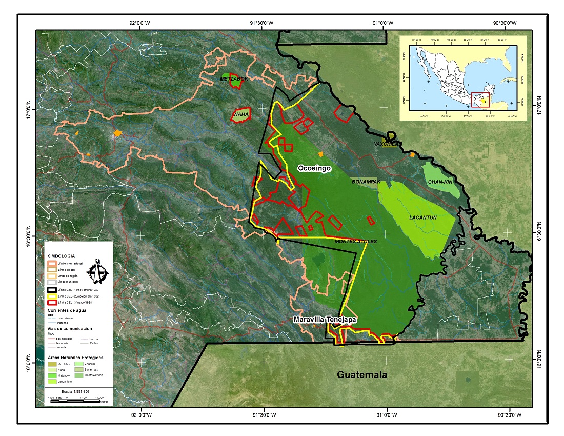 El territorio de la CZL y ubicaci&oacute;n de las ANP