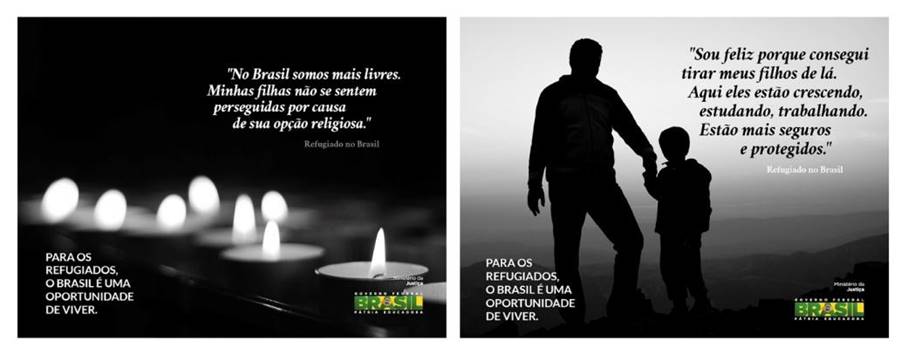 Pe&ccedil;a de comunica&ccedil;&atilde;o da campanha do Minist&eacute;rio da Justi&ccedil;a sobre refugiados (#refugiado)