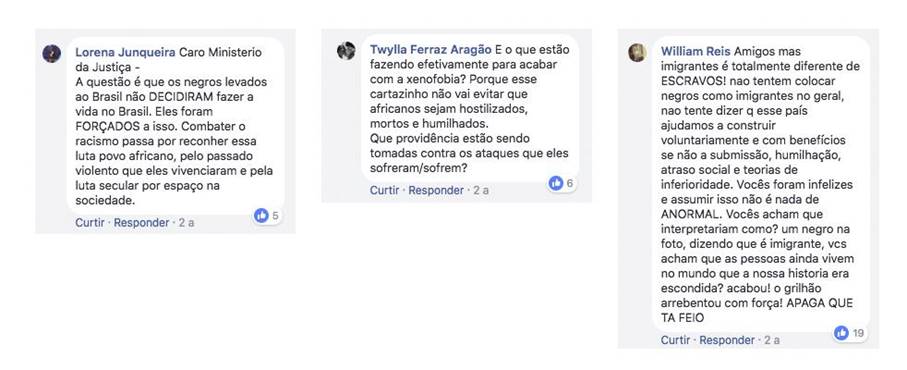 Repercuss&atilde;o da campanha na p&aacute;gina do Minist&eacute;rio da Justi&ccedil;a no Facebook