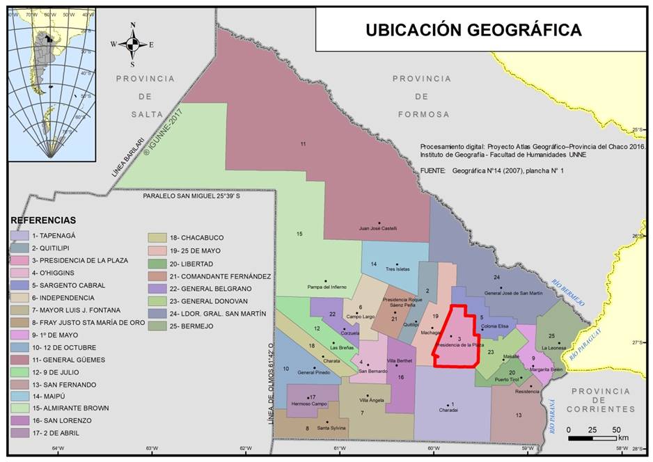 Ubicación
geográfica del departamento Presidencia de la Plaza