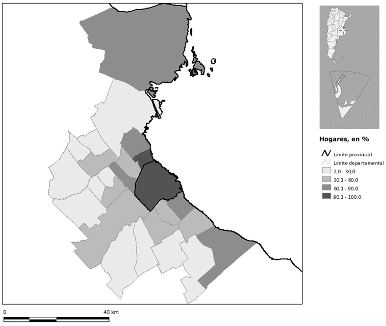 Hogares con
servicio de desag&uuml;e cloacal. AMBA. Porcentajes. A&ntilde;o 2010 

 