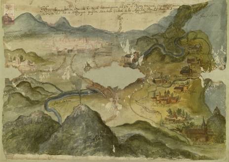 &ldquo;Mapa de la ciudad de Puebla de los &Aacute;ngeles y del Valle de Iz&uacute;car elaborado por don Nicol&aacute;s Zamudio por orden del Se&ntilde;or Virrey de la Nueva Espa&ntilde;a y con la finalidad de representar fielmente la zanja de agua del R&iacute;o Atoyac&rdquo;, siglo XVIII