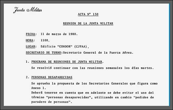 Extracto documental sobre el tratamiento de la desaparici�n forzada en 1980