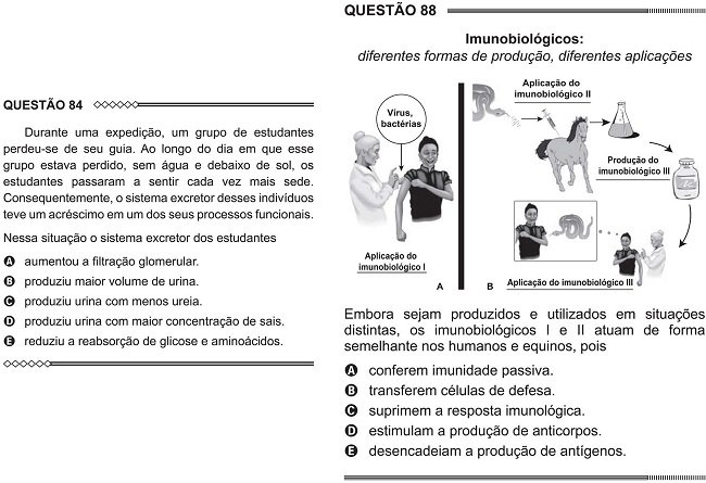 Quest&atilde;o 88 do ENEM 2014, e quest&atilde;o 84 do ENEM 2015