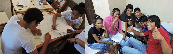 Grupos de estudiantes trabajando en las consignas planteadas