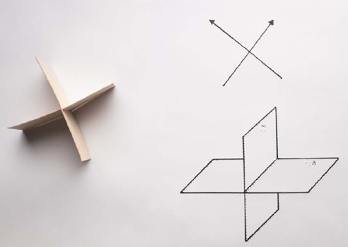 Plano cartesiano tridimensional e bidimensional em relevo