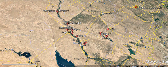 Soil sampling locations in Salahaddin, Iraq.