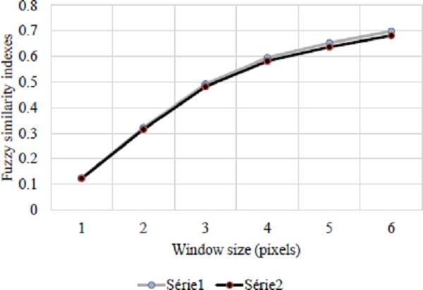 Fuzzy similarity indexes between simulated and observed difference maps for different
       window sizes and soybean expansion scenarios in the Tocantins state.