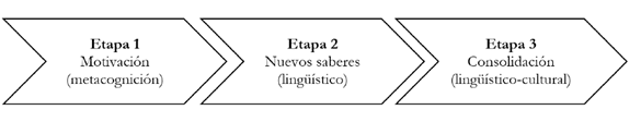 Etapas de cada sesión