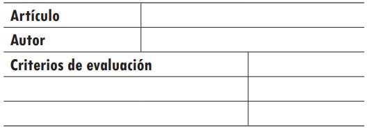 Ejemplo de estructura de la rejilla de retroalimentación de la escritura