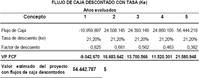 Clculo de los flujos de caja descontados