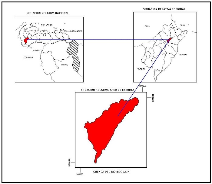 Situaci�n relativa de la Cuenca del r�o Mucuj�n.