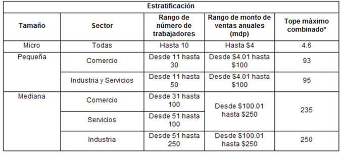 Estratificaci�n de empresas en M�xico.