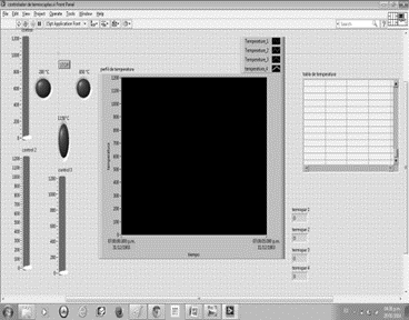 Panel frontal interfaz software Labview y diagrama de bloques