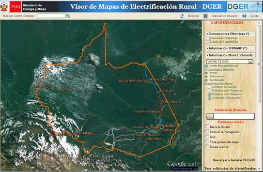Distribuci&oacute;n de redes el&eacute;ctricas en Madre de Dios 
