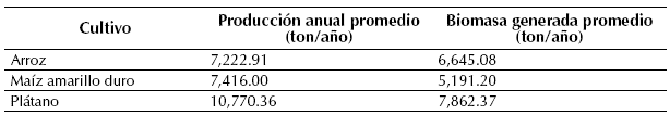 Biomasa potencial promedio generada a nivel de regi&oacute;n