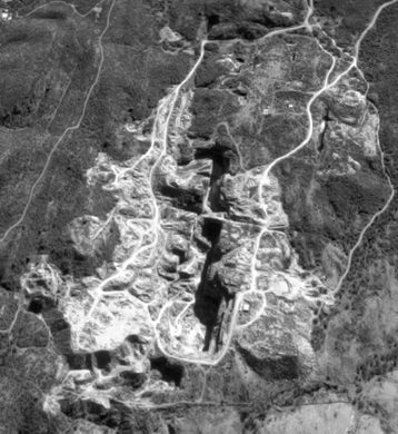 Vista aérea de la cantera La Represa