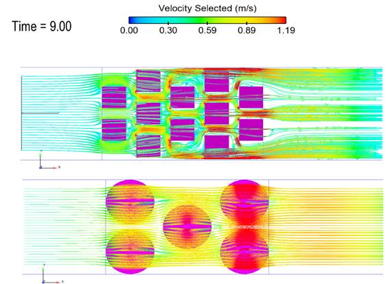 Streamlines para configuración de cubos y conos