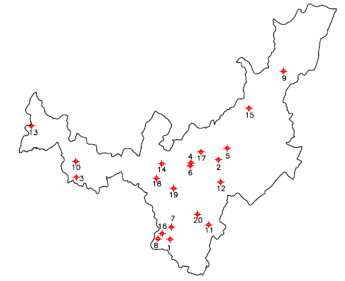 Localización de estaciones meteorológicas dentro del departamento