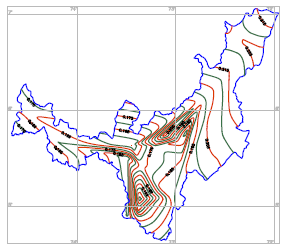 Isolíneas de regionalización constante m
