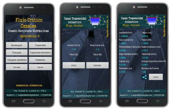 Asymmetric trapezoidal channel (Application critical depth solution)