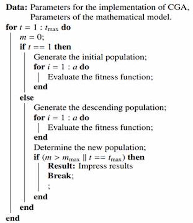 Pseudocode used for the CGA