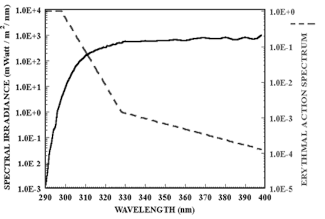 UV spectral irradiance and erythemal action spectrum